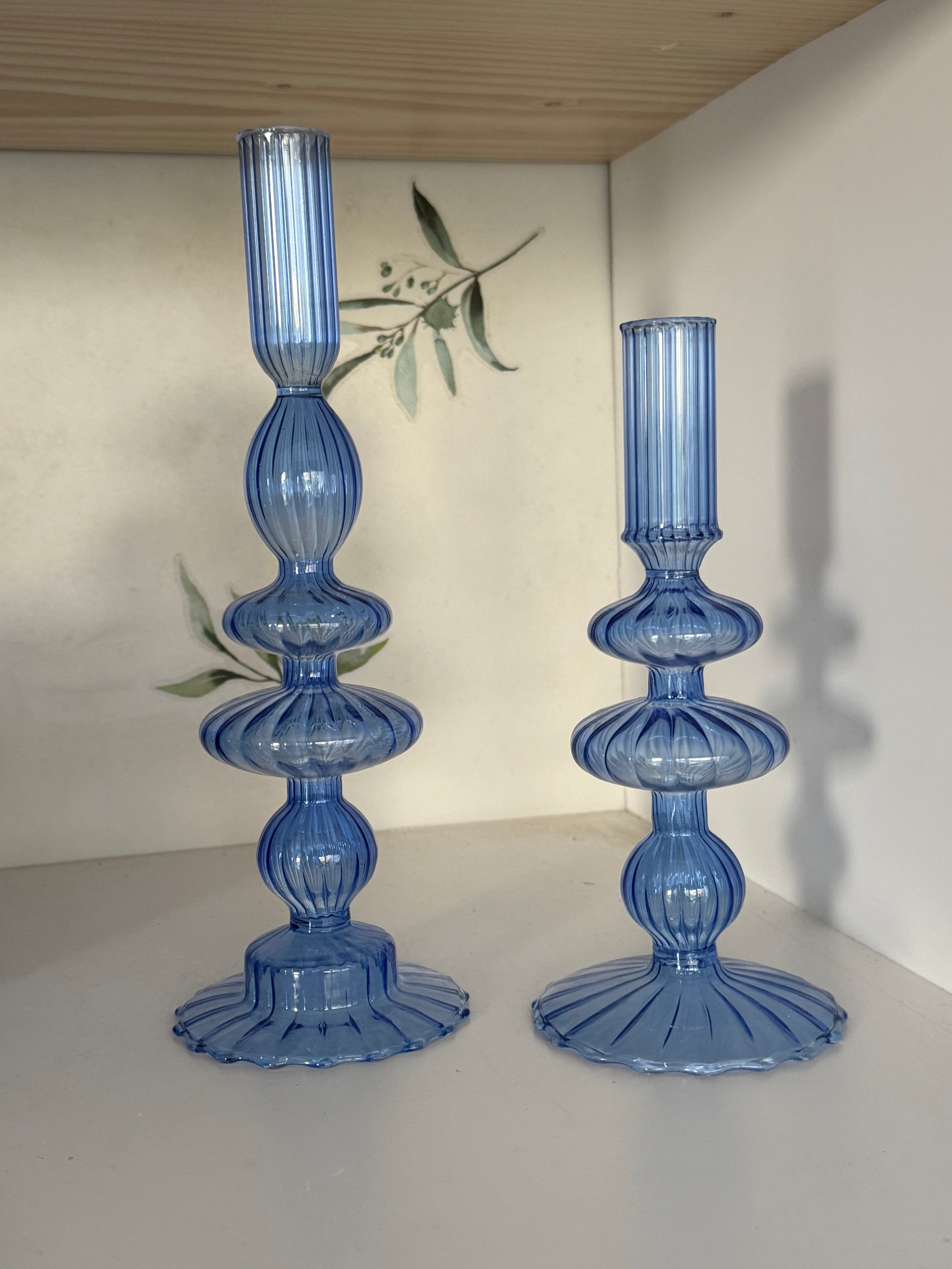 Set of glass candle holder